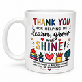 Teacher Appreciation 30oz China Mug with colourful thank you design