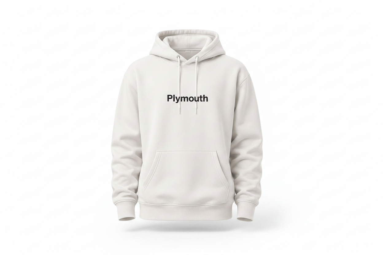 Plymouth Hoodie White Background